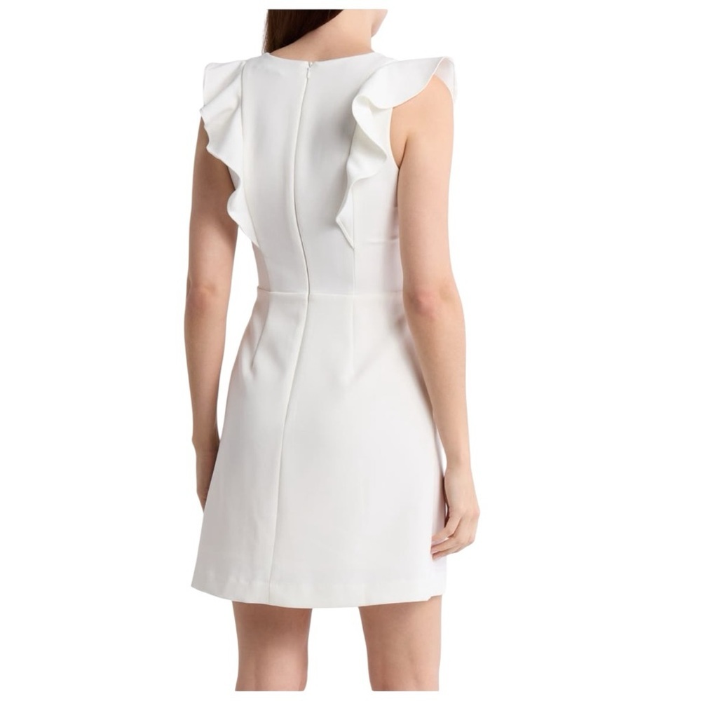 French Connection Whisper Ruffle V-Neck A-Line Mini Dress Size 6 NWT - Picture 3 of 5